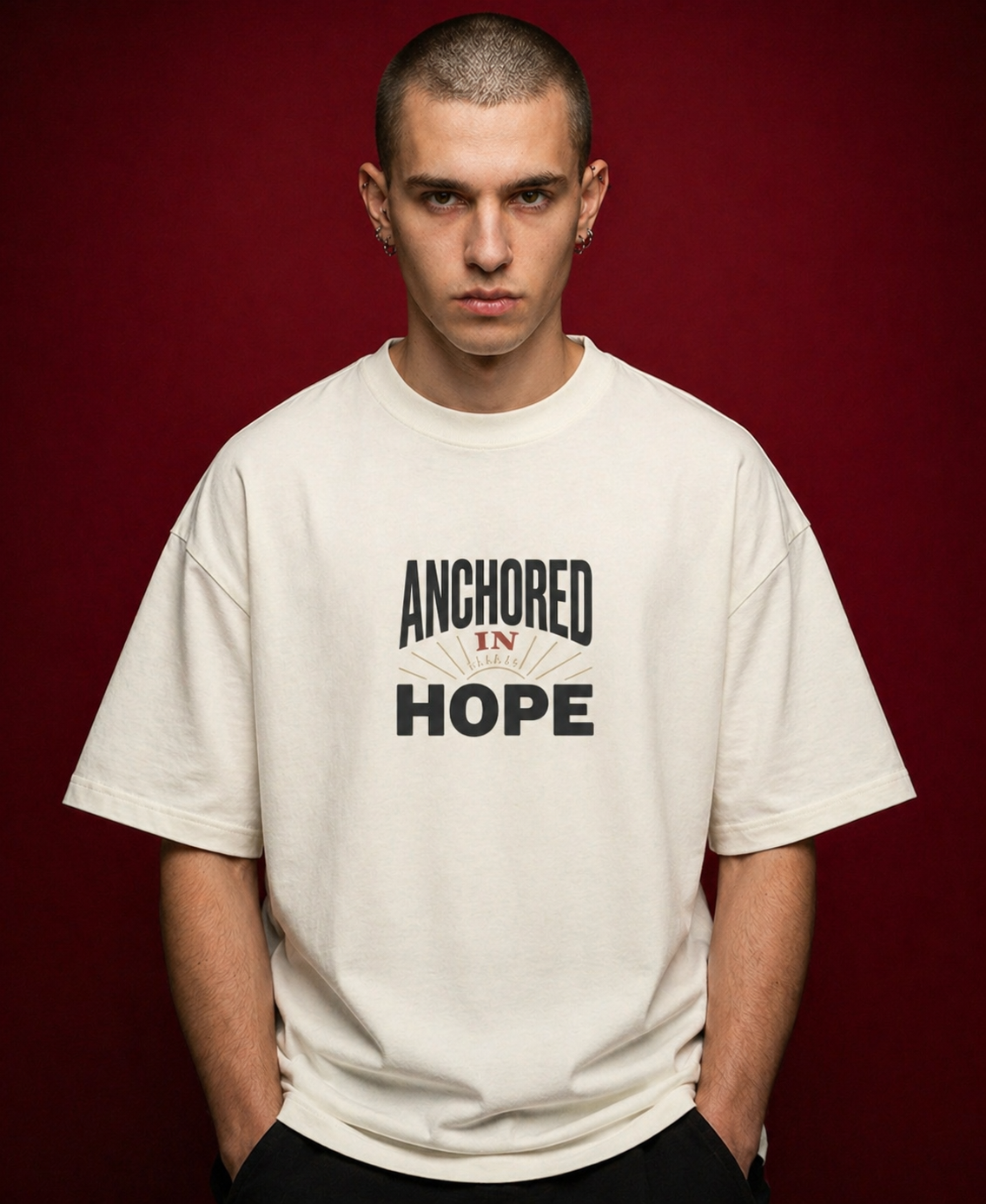 Anchored in hope Oversized Tee off white