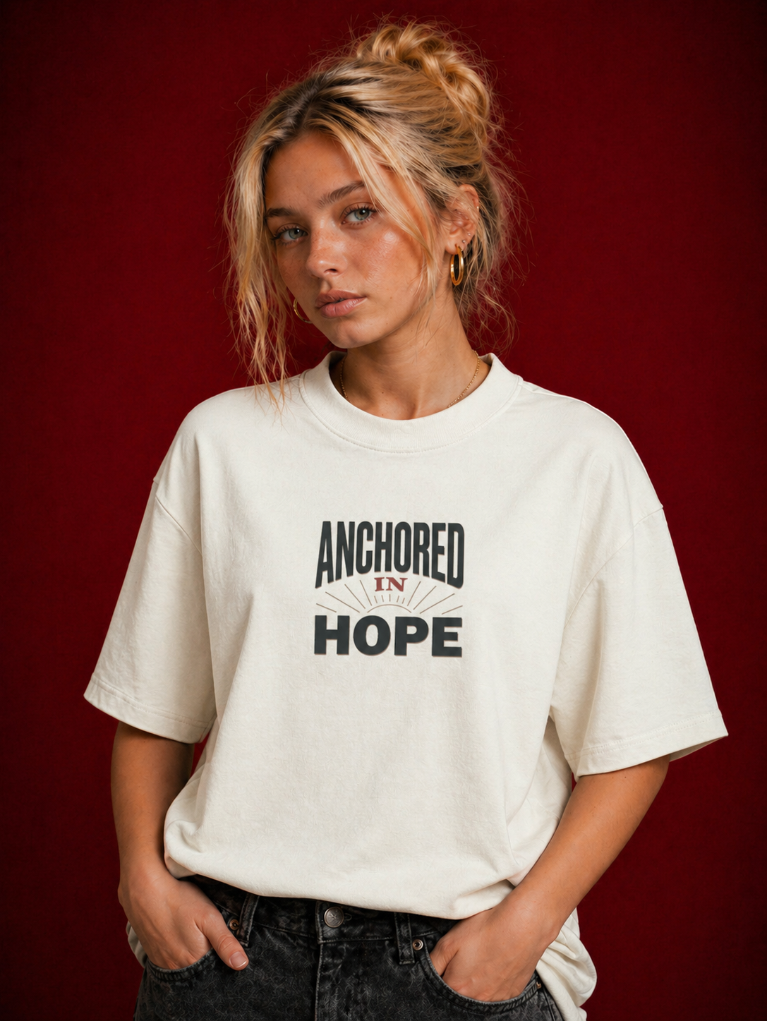 Anchored in hope Oversized Tee off white